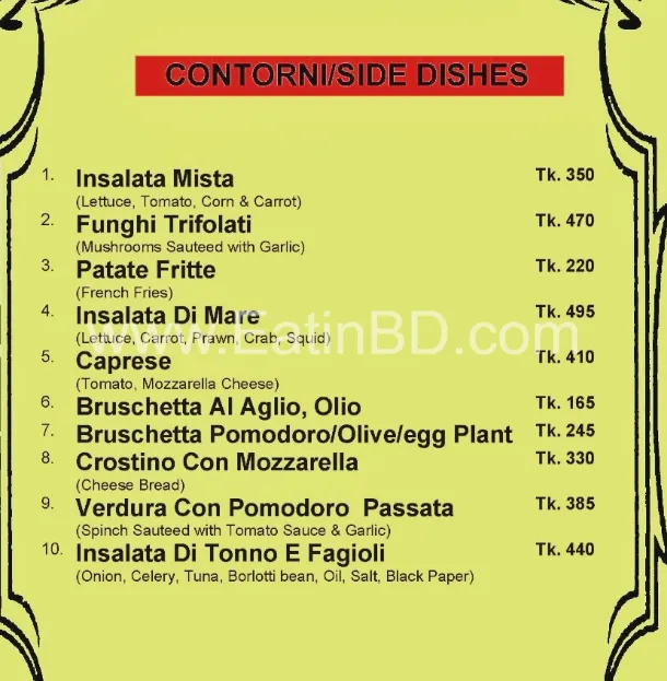 bella Italia Gulshan menu- Contorni Side dishes