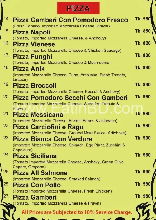 bella Italia Gulshan menu- Pizza 2