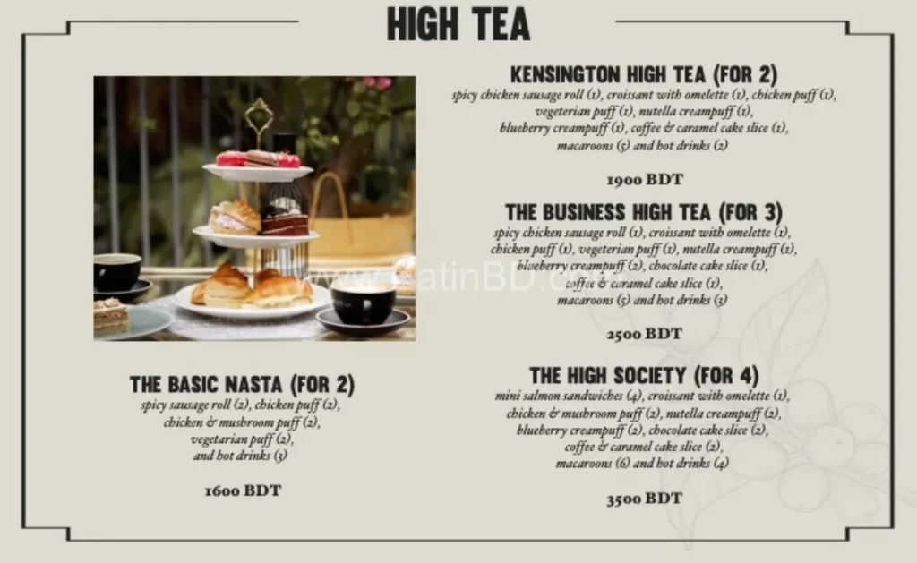  The White Canary Cafe Menu - High Tea 